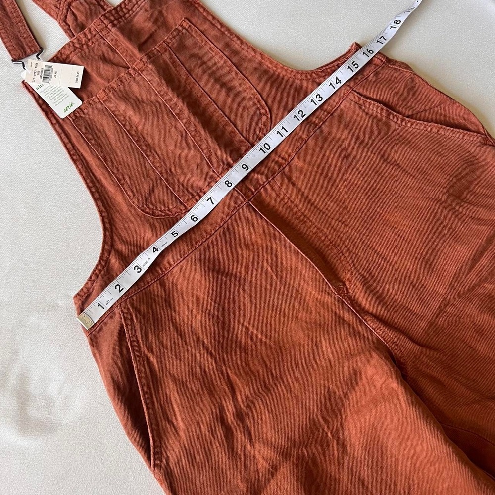 Aerie Brand NWT Rust Orange Overalls Linen Cottagecore Flowy Y2K Prairie Western - Picture 3 of 8